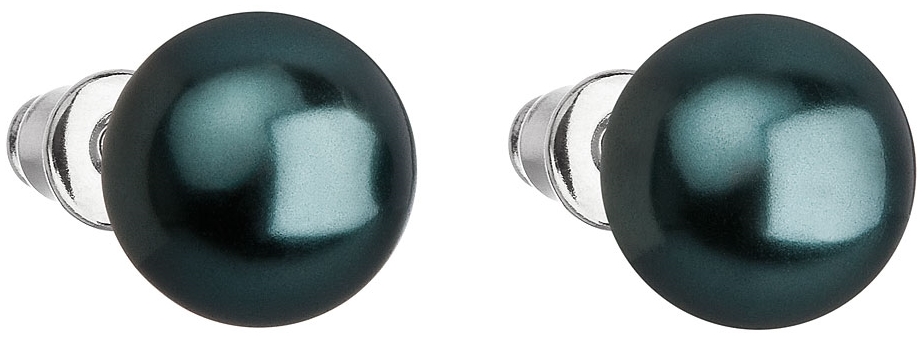Náušnice bižutéria so Swarovski perlou zelené okrúhle 71070.3