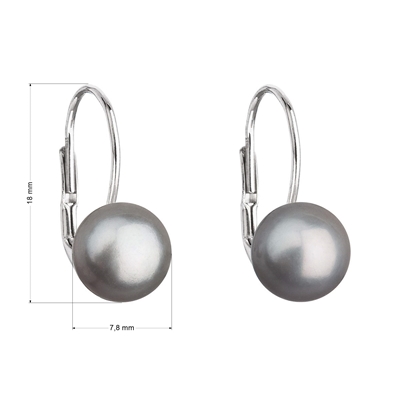 Strieborné náušnice visiace so sivou riečnou perlou 21044.3