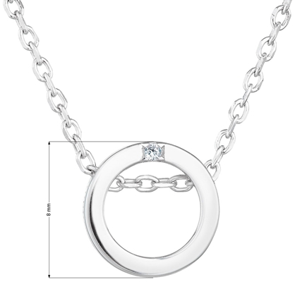 Strieborný náhrdelník so zirkónom biely okrúhly 12015.1