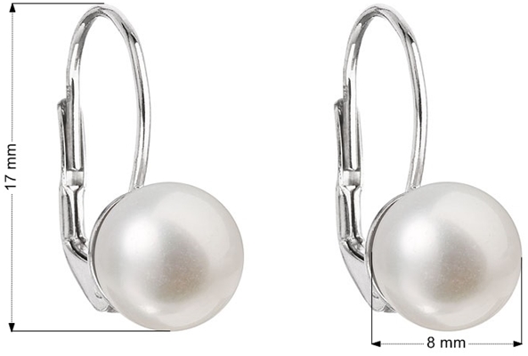 Strieborné náušnice visiace s bielou riečnou perlou 21007.1