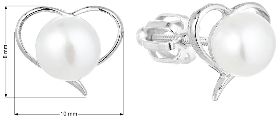 Strieborné náušnice perličky s bielou riečnou perlou 21057.1