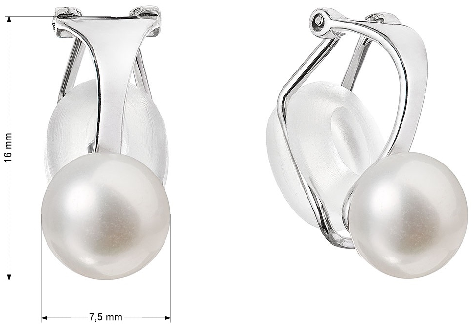 Strieborné náušnice klipsy s riečnou perlou 21081.1