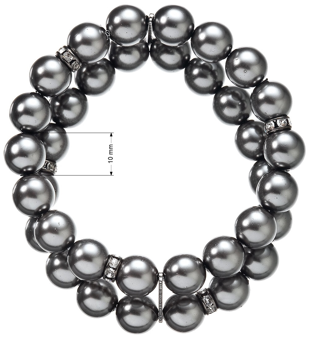Perlový náramok dvojradový tmavo šedý 33065.3 grey