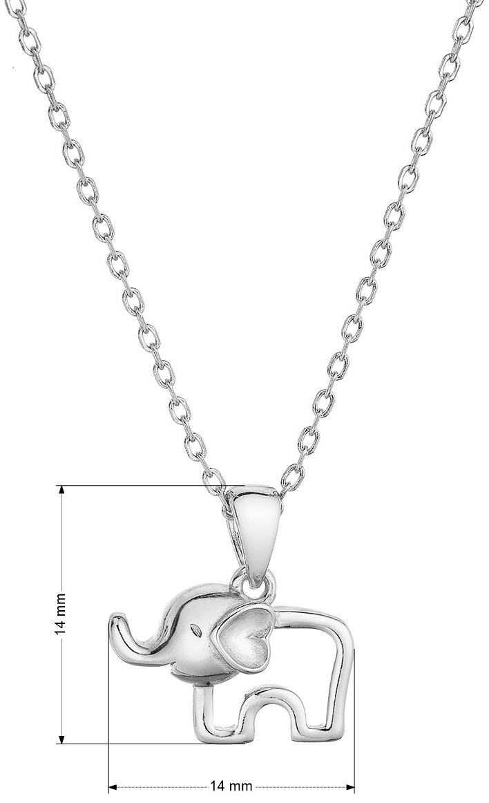 Strieborný náhrdelník slon 62012