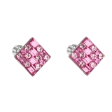 Strieborné náušnice kôstky s krištálmi Swarovski ružový kosoštvorec 31169.3 rose