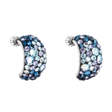 Strieborné náušnice visiace s krištáľmi Swarovski modré polkruh 31164.3 blue style