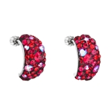 Strieborné náušnice visiace s krištáľmi Swarovski červenej polkruh 31164.3 cherry