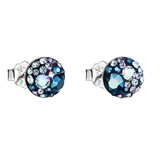 Strieborné náušnice kôstka s krištáľmi Swarovski modré okrúhle 31136.3 blue style