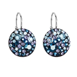 Strieborné náušnice visiace s krištáľmi Swarovski modré okrúhle 31183.3 blue style