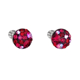 Strieborné náušnice kôstky s krištálmi Swarovski červenej okrúhle 31336.3 cherry