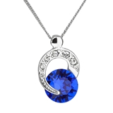 Strieborný náhrdelník s kryštálmi Swarovski modrý okrúhly 32048.3 majestic blue