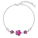 Strieborný náramok so Swarovski krištálmi ružová kytička 33112.3 fuchsia