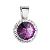 Strieborný prívesok s kryštálmi Preciosa fialový okrúhly 34251.3 amethyst