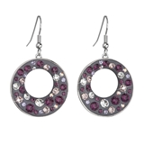 Náušnice bižutéria so Swarovski krištáľmi fialovej okrúhle 51040.3 plum