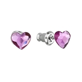 Náušnice bižutéria so Swarovski krištáľmi ružové srdce 51050.3 fuchsia