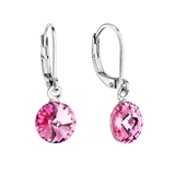 Náušnice bižutérie visiace s kryštálom Swarovski ružové okrúhle 51080.3 rose