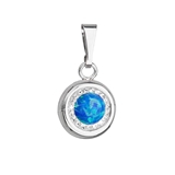 Strieborný prívesok s modrým syntetickým opálom a kryštálmi Swarovski 74096.1 blue