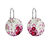 Strieborné náušnice visiace s krištálmi Swarovski mix farieb okrúhle 31176.3 sweet love