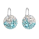 Strieborné náušnice visiace s krištálmi Swarovski modré okrúhle 31176.3 light turquoise