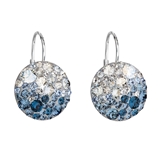 Strieborné náušnice visiace s krištálmi Swarovski modré okrúhle 31176.3 ice blue