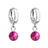 Strieborné visiace náušnice krúžky so Swarovski kryštálom 31300.3 fuchsia