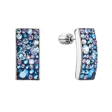 Strieborné visiace náušnice so Swarovski kryštálmi modrý obdĺžnik 31303.3 blue style