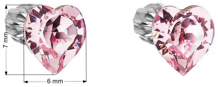 Strieborné náušnice kôstka s krištáľmi Swarovski ružové srdce 31139.3