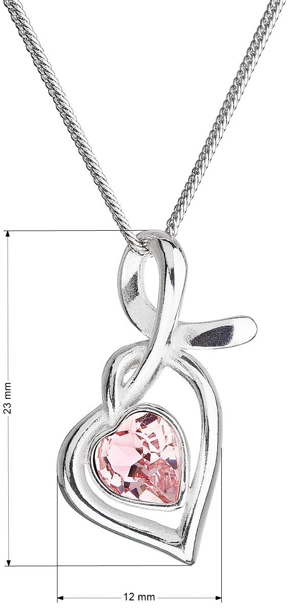 Strieborný náhrdelník so Swarovski kryštálmi srdce ružové 32071.3