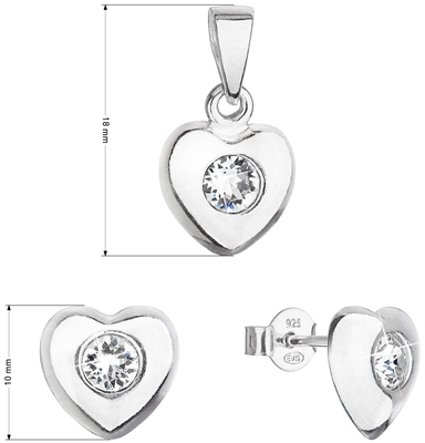 Sada šperkov s kryštálmi Swarovski náušnice a prívesok biele srdce 39176.1