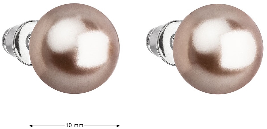 Náušnice bižutéria so Swarovski perlou hnedé okrúhle 71070.3